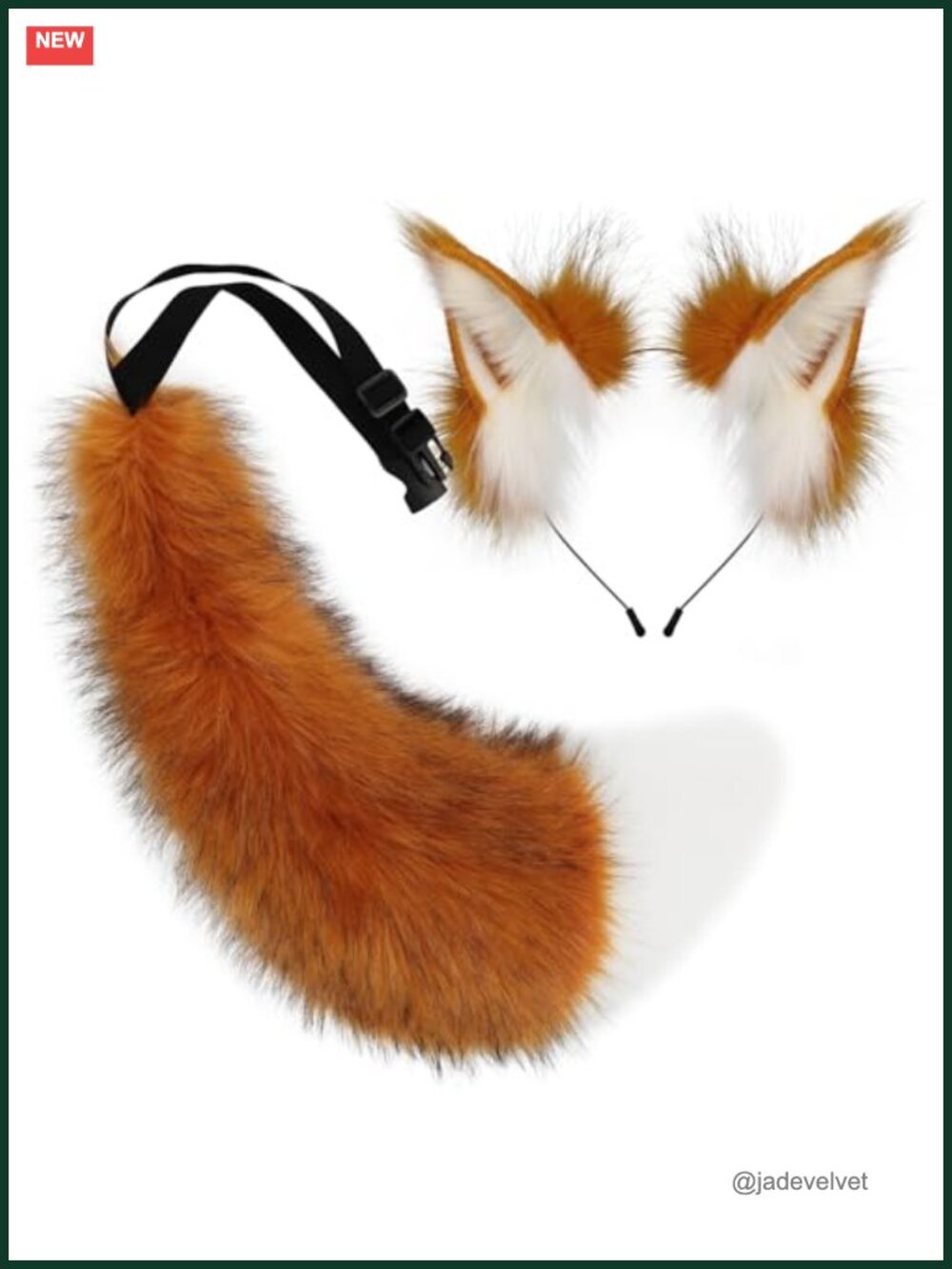 Faux Fur Cat Ears Headband & Fox Tail Plush Cosplay Costume Set